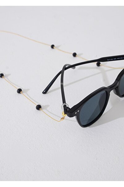 Duke Nickle Black Beaded Glasses Chain