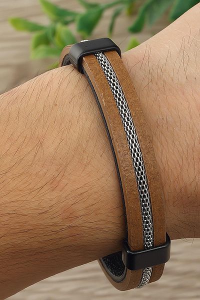 Duke Nickle Brown Leather Bracelet Debl2038