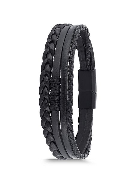 Duke Nickle Leather Braid Detailed Clip Bracelet Debl2022