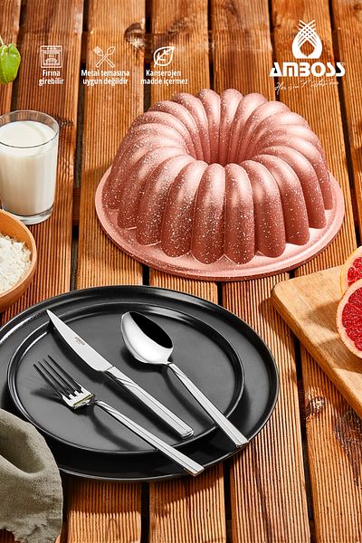 Amboss Sky 19 Piece Stainless Steel Cutlery Spoon and Cast Non-Stick Cake Mold - Pink Set