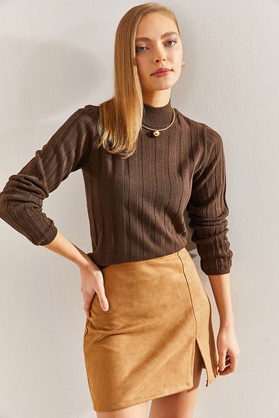 Bianco Lucci Gerippter Rollkragenpullover für Damen