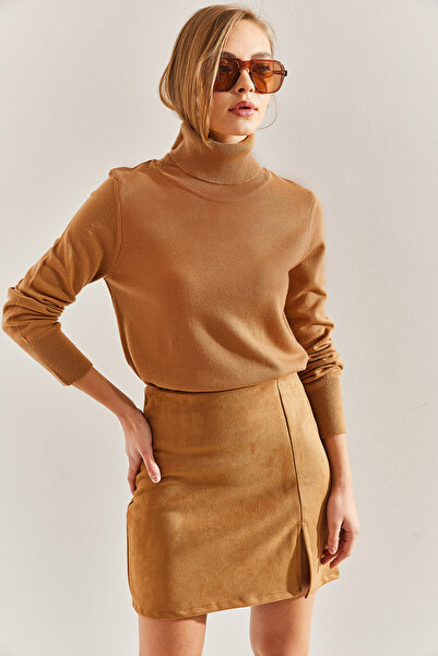 Bianco Lucci Дамски трикотажен пуловер с висока яка