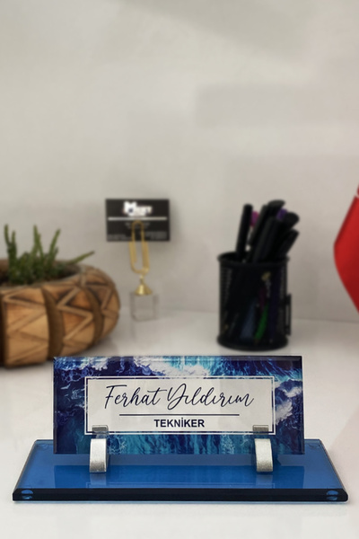 MERTKRİSTAL UV Baskılı Masa İsimliği, Büro Ofis Makam Hediyesi, Masaüstü isimlik