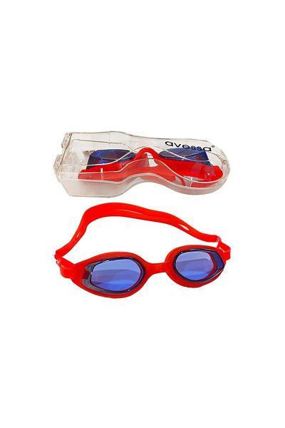 AVESSA GS-7 3-Piece Adult Unisex Pool Set Swimmer Sea Pool Goggles + Cap + Ear Nose Plug Red