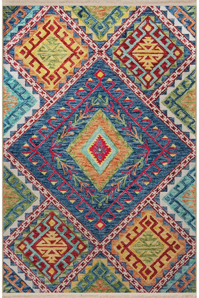 Rugs Modern Halı Çok Renkli Motifli Geometrik Şekil Desenli Kreatif Vintage D...