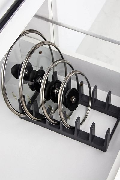 NY HOME Multi-Purpose Plastic Plate, Pan, Pot Lid Organizer Anthracite
