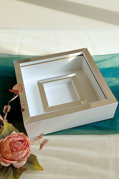 Verda Çerçeve Cadru de memorie Verda 25x25 cm alb-argintiu cu secțiune foto - Cadru de memorie cu adâncime de 6 cm