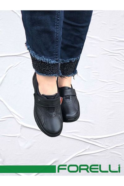 Forelli FORELLİ IRIS 29445 PANTOF DE ZI CU PIELE NEGRĂ DE FEMEI