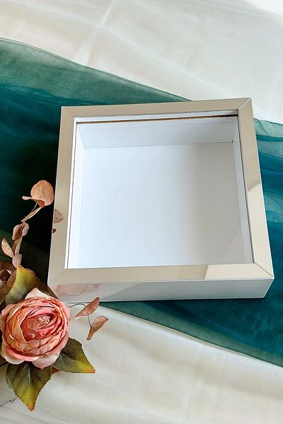Verda Çerçeve 25x25 Cm Alb-argintiu Cadru de memorie adâncă-6 Cm Cadru de memorie adâncime Cutie de trandafiri! Hkm Comerț