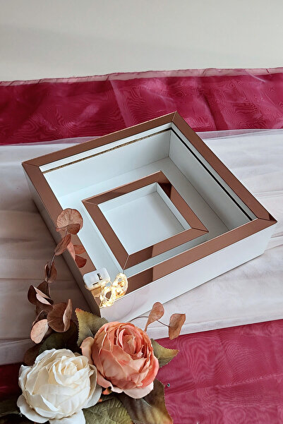 Verda Çerçeve 25x25 Ledli Beyaz-rosegold Fotoğraf Bölümlü Çerçeve Gül Tasarım...