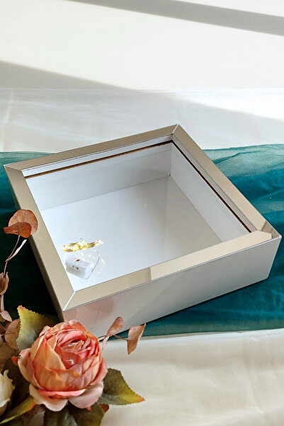 Verda Çerçeve 25x25 Cm Ledli Beyaz-gümüş Isimsiz Derin Gül Çerçevesi! Gül Kut...
