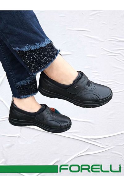 Forelli FORELLİ IRIS 29445 PANTOF DE ZI CU PIELE NEGRĂ DE FEMEI