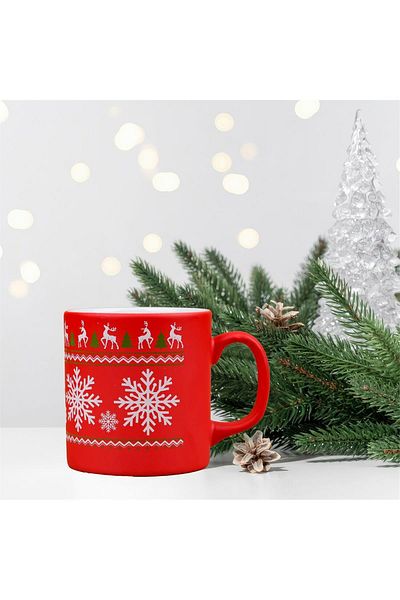 Myros Red Deer Snowflake Ceramic Mug