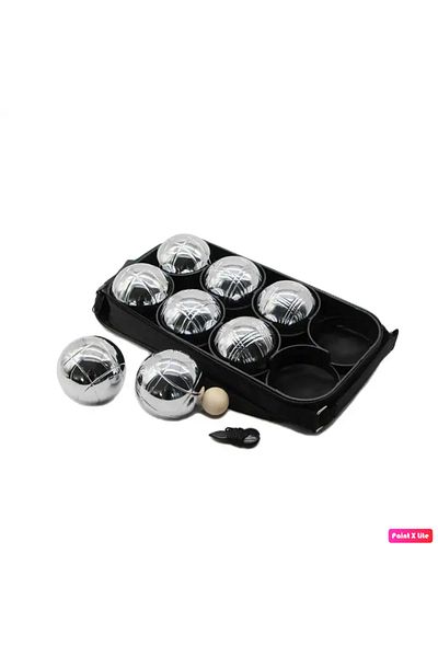 AVESSA 8 Pieces of Chrome Steel Bocce Ball - 720 gr + Wooden Pallino and Tape Measure Gift