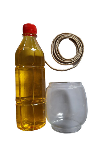 Vipfırsat Orta Boy Gemici Feneri Yedek camı, 500 mll kandil yağı ve Fitili 1 ...