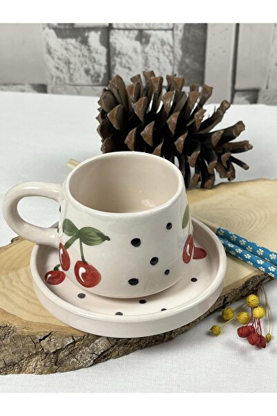 Inspire Ceramic طقم مج مصنوع يدويًا من السيراميك مع طبق