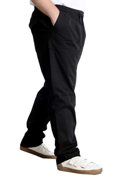 ModeXL Mode Xl Büyük Beden Pantolon Gabardin Kargo Düz Paça Jogger Doğa 21928 Siyah