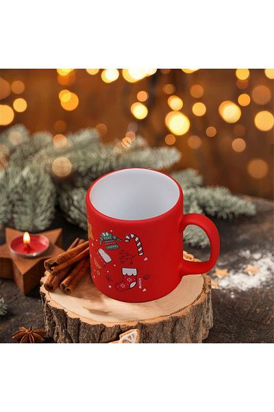 Myros New Year Figured Ceramic Mug with Red Snowman