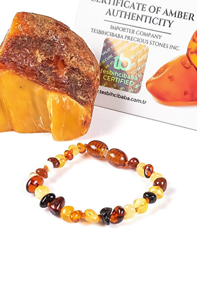 TESBİHCİBABA Multicolor Yeni Doğan Kehribar Bebek Bileklik