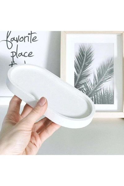 incili home White Stand Decor Presentation Jewelry Plate Decorative Bohemian Jewelry Organizer Organizer Concrete Tray White