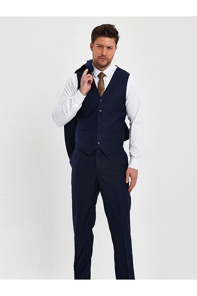 Terziayhan Tailor Ayhan dark blue 5 button vest slimfit suit