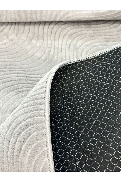 MBA Lux Ivy Patterned - Gray Non-Slip Base Cut Hallway Carpet