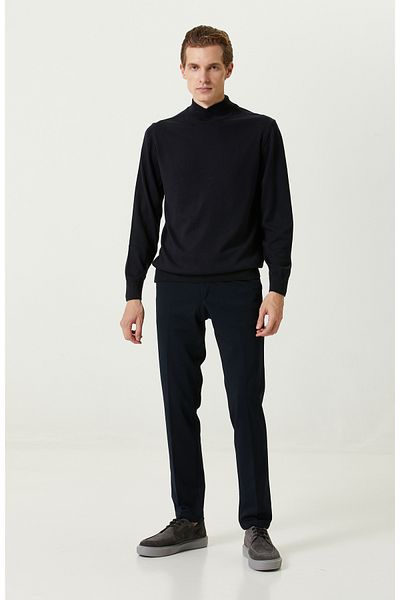Network Navy Blue Half Fisherman Sweater