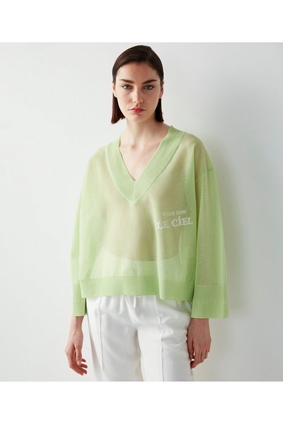 İpekyol Transparente Strickware mit V-Ausschnitt
