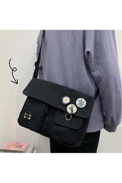 Toum dompuleri fashion Harajuku unisex unisex negru Messenger Geantă cu buzunare