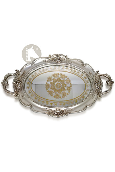 Dekoromi Dekoratif Vintage Aynali Nişan Tepsisi (48*28 cm)