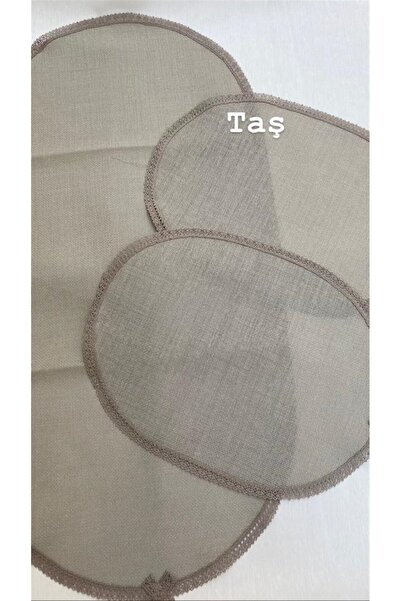 DUYGU KUMAŞ Kenarları Güpür Detaylı Üç Parça Oval Set