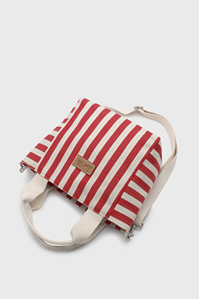 LUNABLU Women's Striped Mini Linen Tote Bag