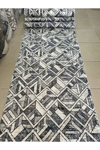 MBA Prime Alva Blue Embossed Non-Slip Base - Cut Hallway Living Room Kitchen Carpet