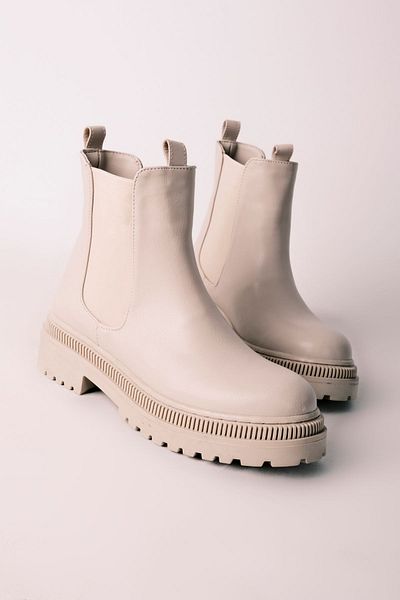 Lal Shoes & Bags Zeze Women's Rubber Detailed Nubuck Boots-Cream