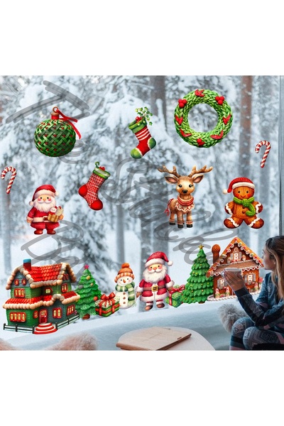 Think And Print Σετ αυτοκόλλητων για το παράθυρο για την Πρωτοχρονιά |   Χρισ...