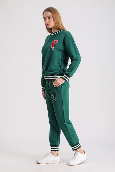 WESTBRAND Knitted Rib Embroidered Sweatshirt Set 100% Cotton