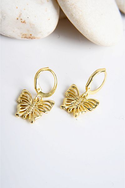 EUROMODA Butterfly Design Gold Color Necklace Earring Set