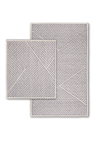 Bluenity Moana Doğal Pamuklu 2'li Banyo Paspas Seti 60x100 50x60 Cm - Gri