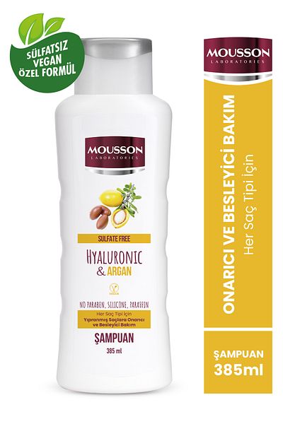 Mousson 385 ml Containing Hyaluronic Acid and Argan - Repairing and Nourishing Sulfate-Free Shampoo