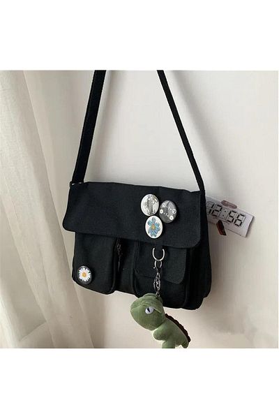 Toum dompuleri fashion Harajuku unisex unisex negru Messenger Geantă cu buzunare