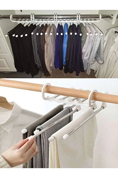 Trendyıldızı 5-панелен сгъваем гардероб, закачалка за панталони, която може да се закачи на желязо, подвижен преносим органайзер за закачалки