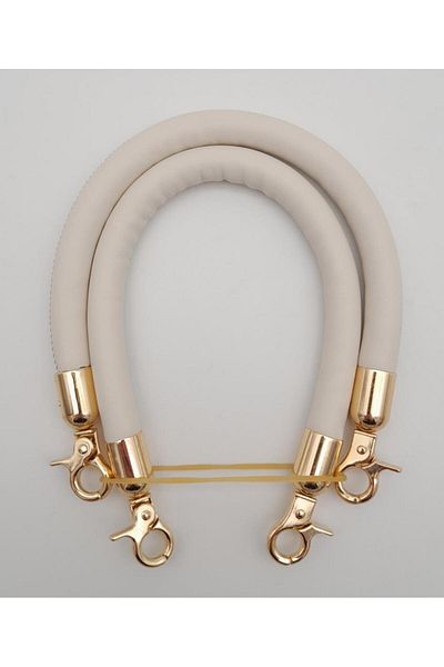 angel çanta aksesuar Accesoriu pentru geantă Mâner dublu pentru geantă cu șnur scurt Culoare bej Metal auriu deschis