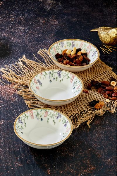 Cooker Luxury 6-Piece 12.5 cm Porcelain Patterned Atlantic Bowl Serving Presentation Cookie Set