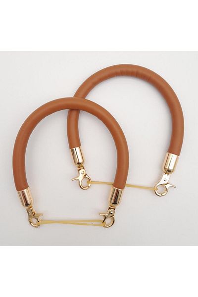 angel çanta aksesuar Angel Bag Accessory Double Short Cord Bag Handle Tan Color Light Gold Metal