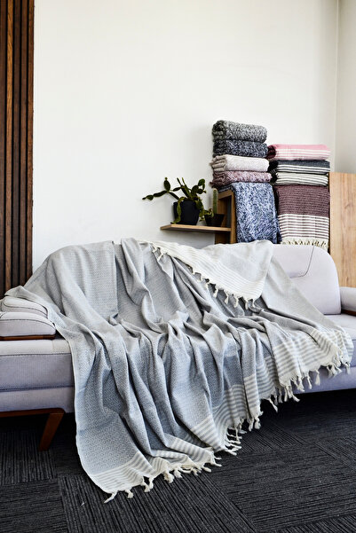 Mutlu Çeyiz Diamond Cotton Knitted Sofa Sofa Bed Cover Multi-Purpose 180x300 Cm Gray Seat Cover