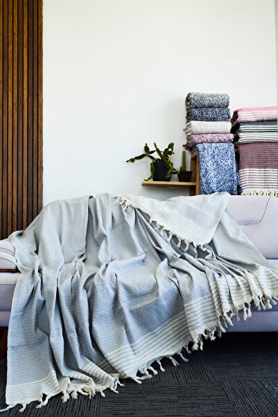 Mutlu Çeyiz Diamond Cotton Knitted Sofa Sofa Bed Cover Multi-Purpose 180x300 Cm Gray Seat Cover