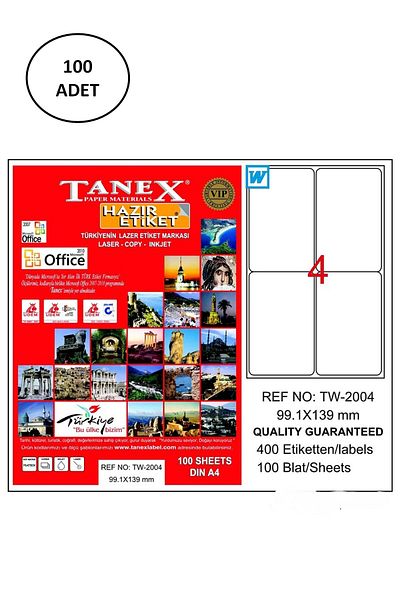 Tanex TW-2004 Laser Label 99x139 Mm 100 Pieces