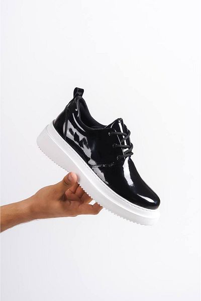 modalem KB X3 Black Patent Leather Lace-up Casual Men's Shoes
