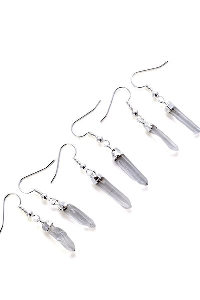 Tesbih Atölyesi Certified Raw Unprocessed Crystal Quartz Stone Earrings