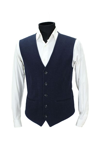 MENTOR REGALO MEN'S VEST V-NECK NAVY BLUE STRIPED 50589